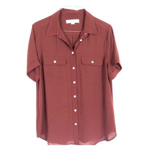 Loft Brick Red Button Blouse